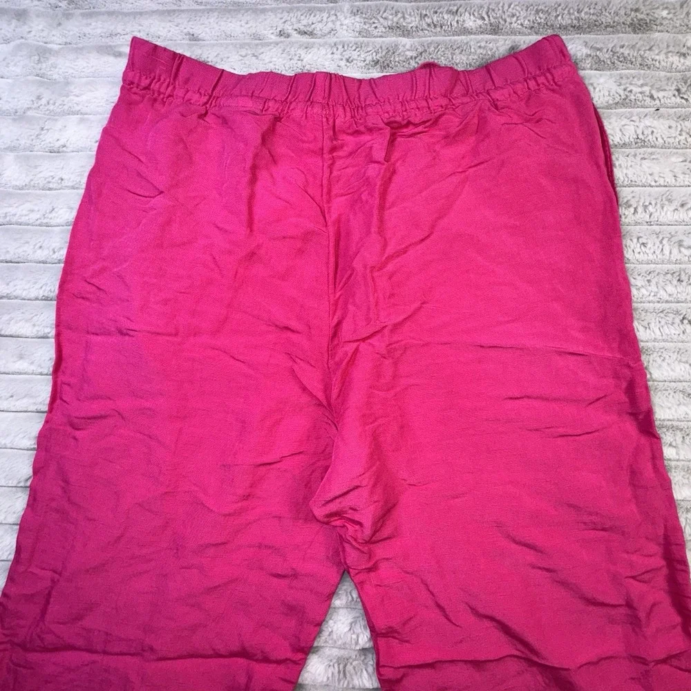 H&M Pants Medium Barbie Pink Linen‎ Blend Wide Leg Casual Summer Lounge Trousers